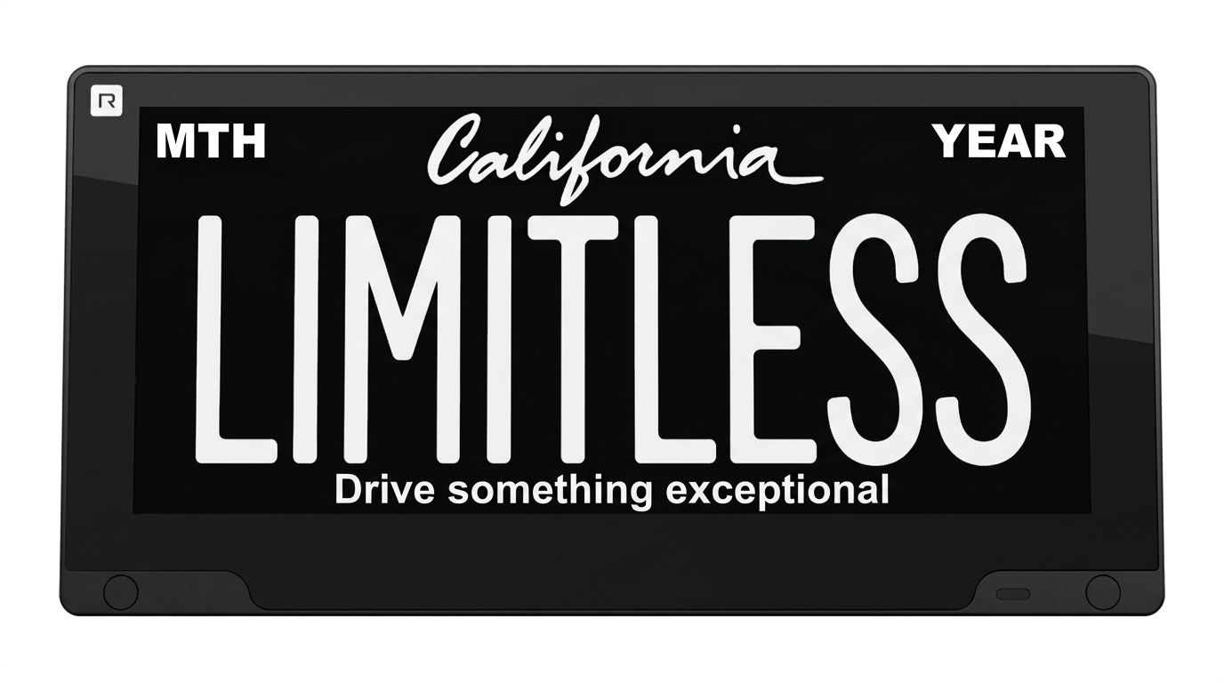 Reviver RPlate displaying LIMITLESS with the message Drive something exceptional