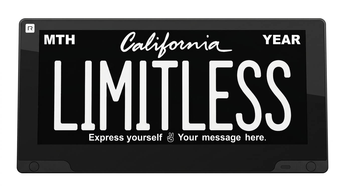 Reviver digital California plate displaying LIMITLESS